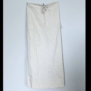 Princess Polly size 0 cream off white maxi skirt fitted with tie and pockets